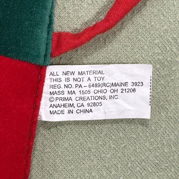 Vintage Christmas Tree Skirt Poinsettia Embroidery Green Red Velvet 40" Diameter - Picture 6 of 13